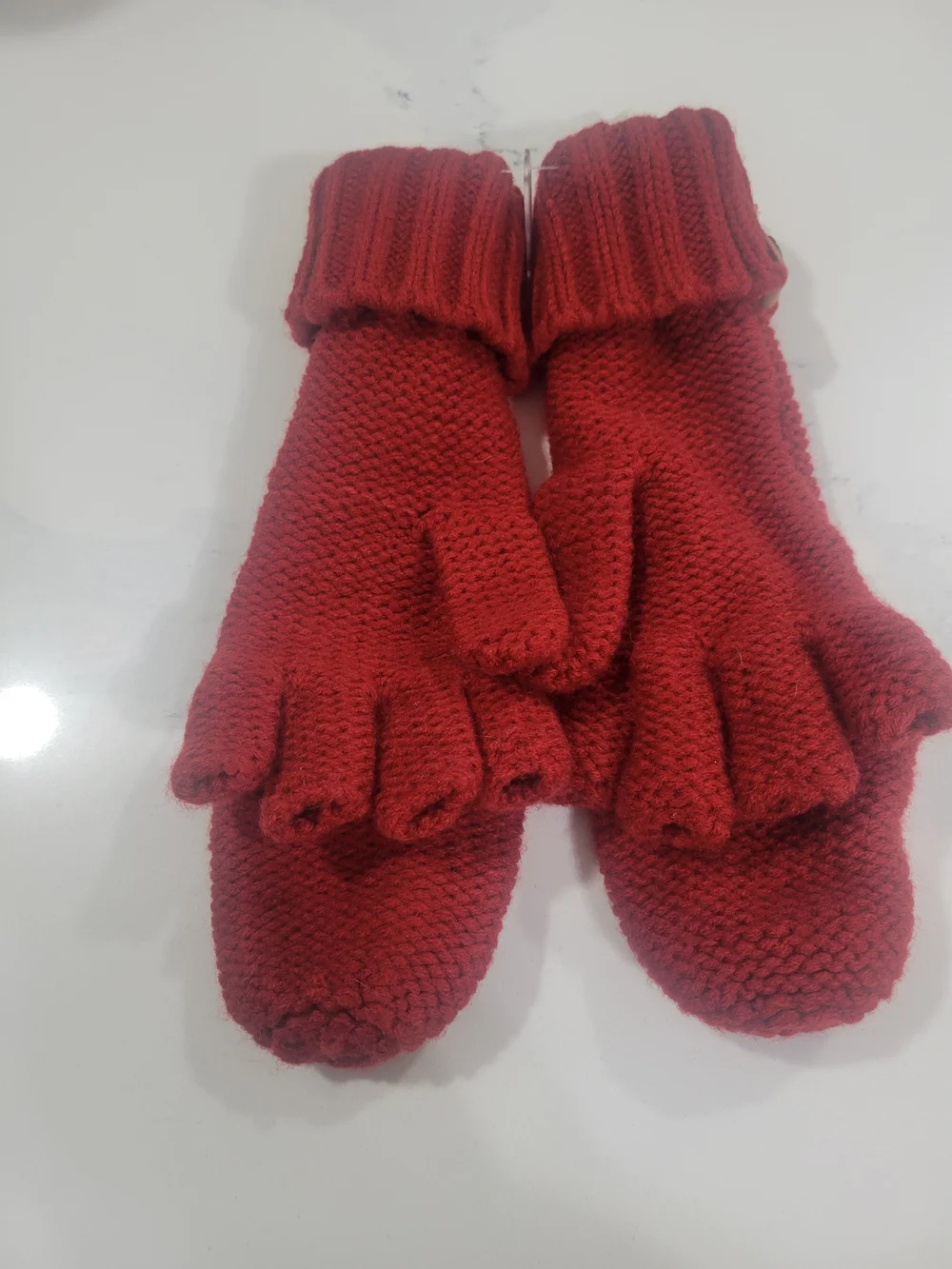 Knit Convertible Fingerless Gloves in Deep Red